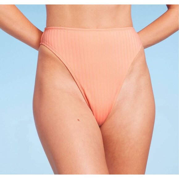 Wild Fable - Women's Ribbed High Leg Cheeky High Waist Bikini Bottom - XXS (00) - Picture 1 of 11